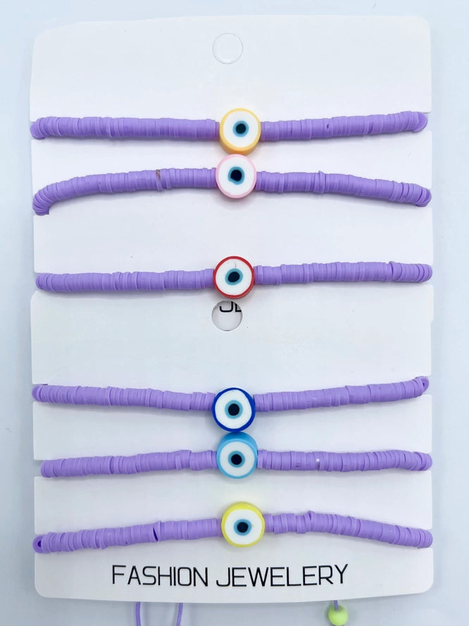 Boho - Evil Eye Heishi Disk Bracelet