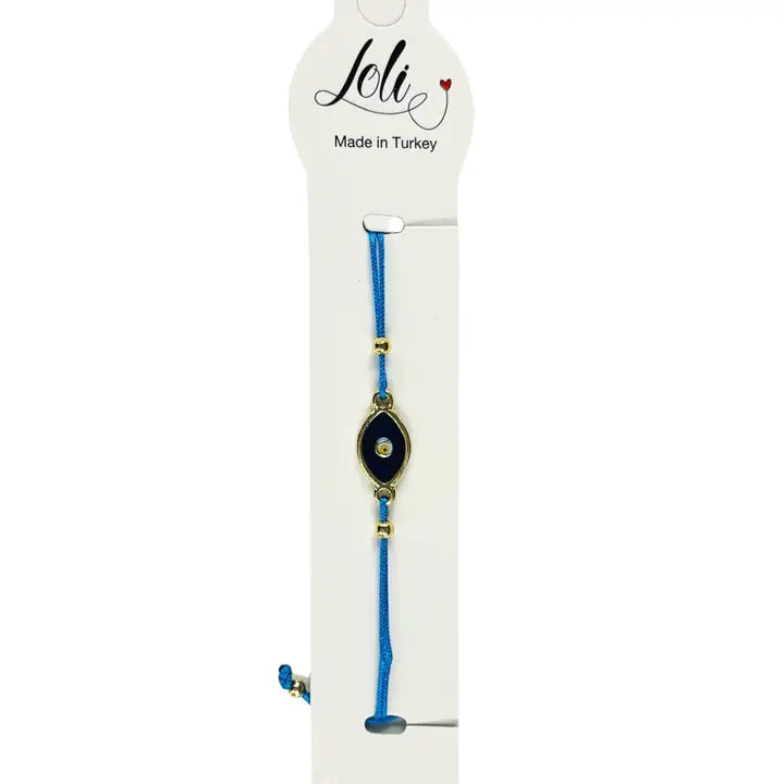 Gold Plated Navy Oval Evileye Bracelet