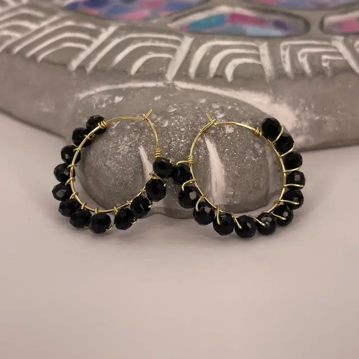 Crystal Wire Hoop Earrings – Bold Colors