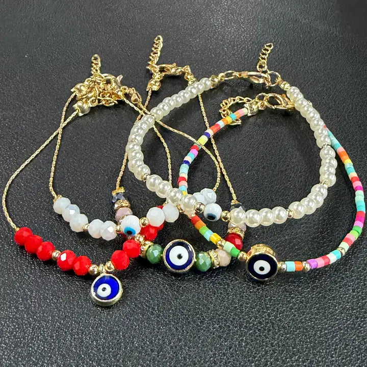 Crystal Beaded Evil Eye Bracelet, Cobra
