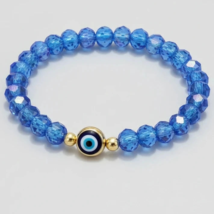 Stretchy Bracelet | 10 Color Mix Set | Evil Eye & Crystals