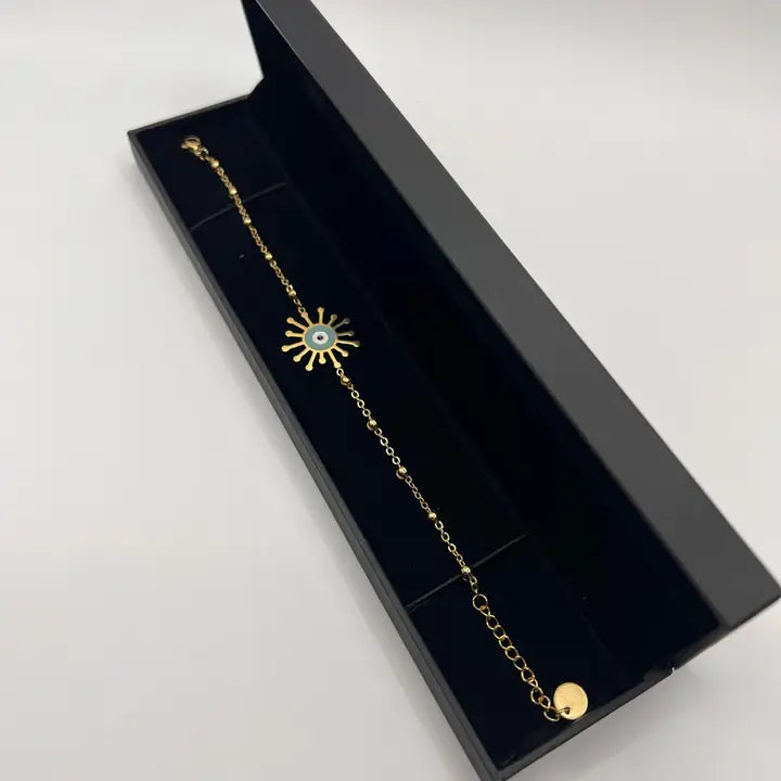 Stainless Steel Evil Eye Bracelet | Charm | Gold