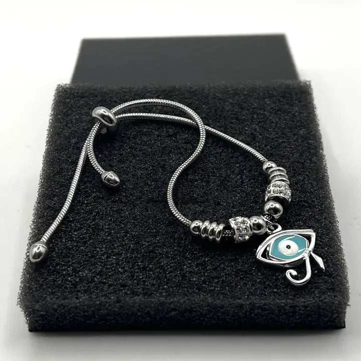 Oval Evil Eye Bracelet | Stainless Steel | Protective Charm