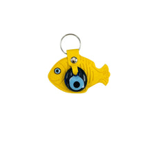 Load image into Gallery viewer, Leather Fish Evileye Keychain - Set of 11 Colors
