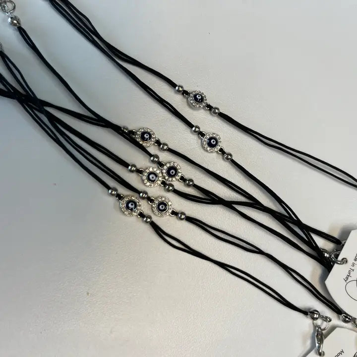 Evileye String CZ Stone Round  Bracelet