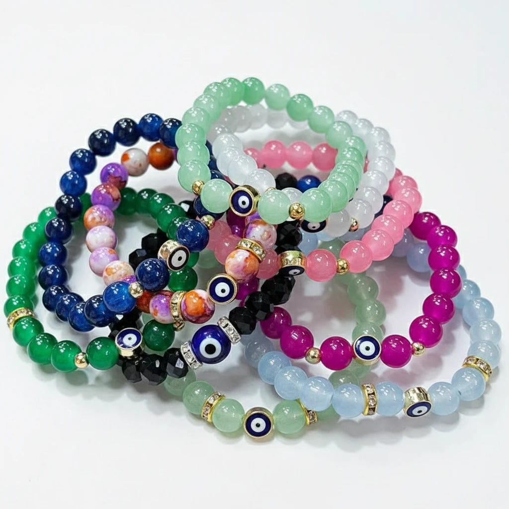 Stretchy Bracelet | 10 Color Mix Set  | Evileye
