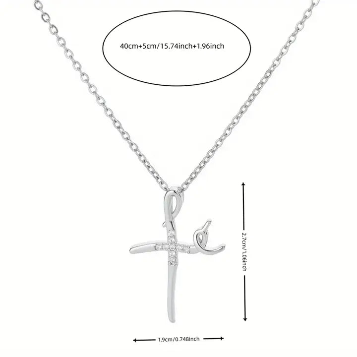 Dainty Cross Necklace | Zirconia Crystals | Gold-Plated