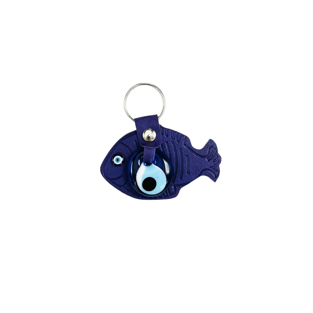 Leather Fish Evileye Keychain - Set of 11 Colors