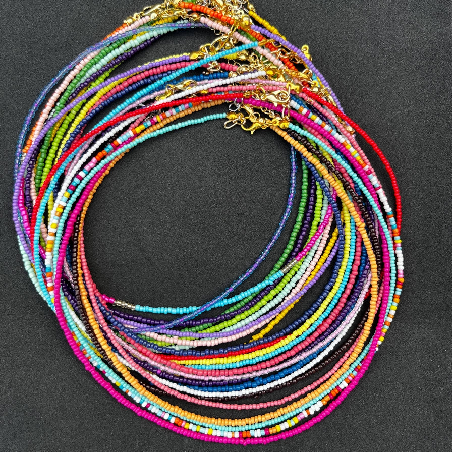 Boho Beaded Necklace Set of 24 | Multicolor Layering Jewelry