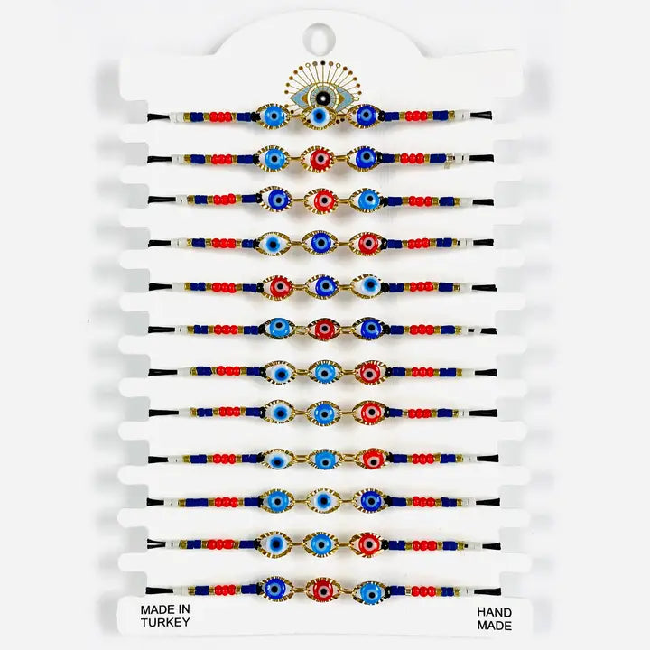 Three Stone Golden Frame Evileye Bracelet Set