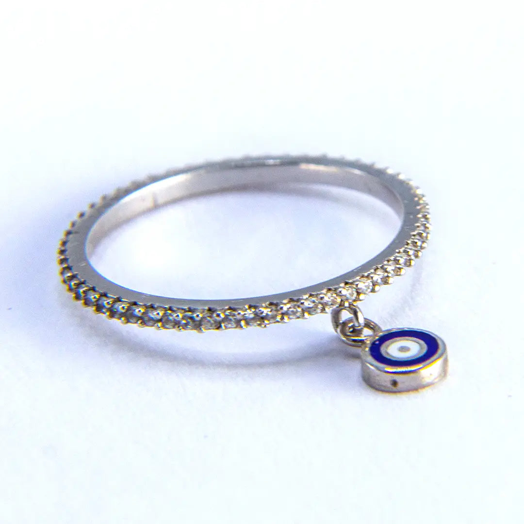 925 Sterling Silver Evil Eye Stone Ring