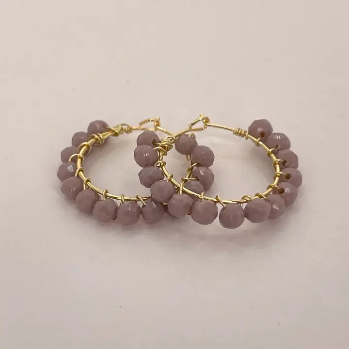 Crystal Wire Hoop Earrings – Bold Colors