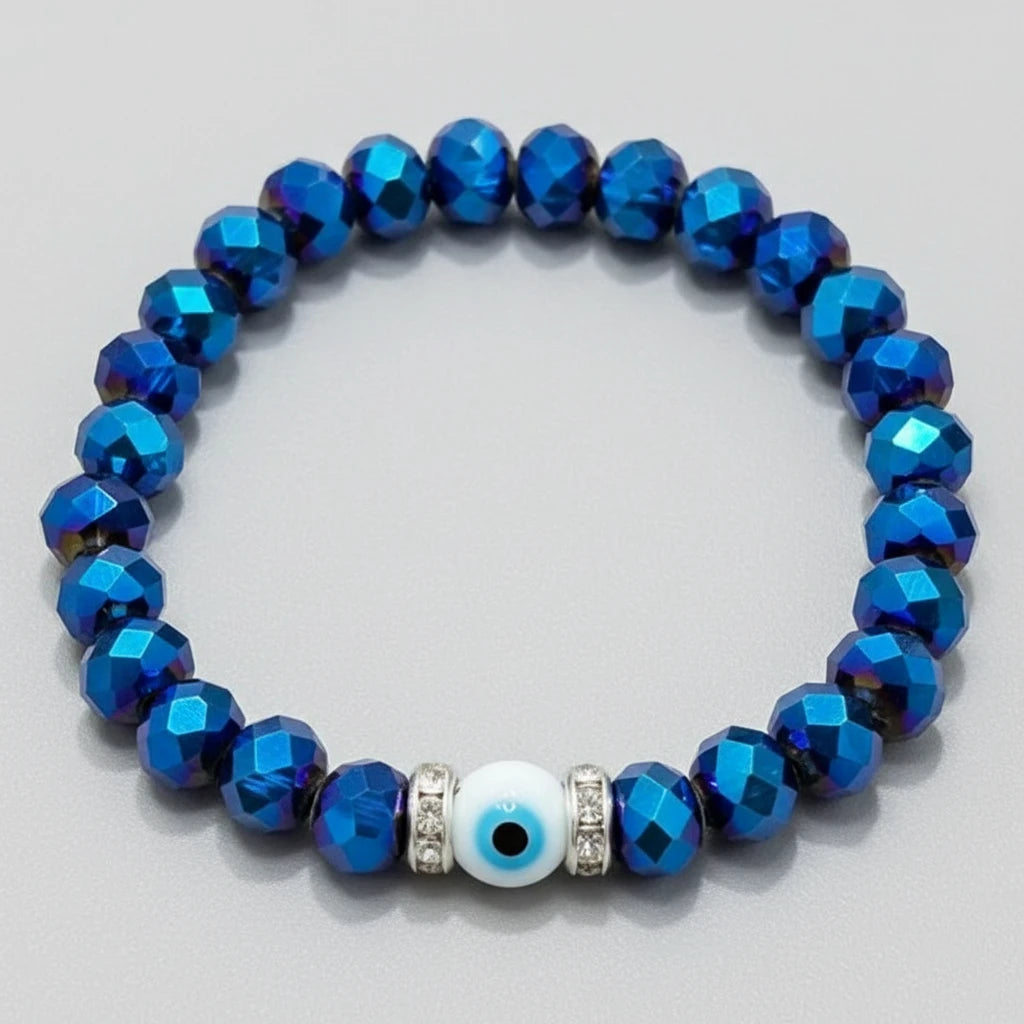 Stretchy Bracelet | 10 Color Mix Set | Evil Eye & Crystals