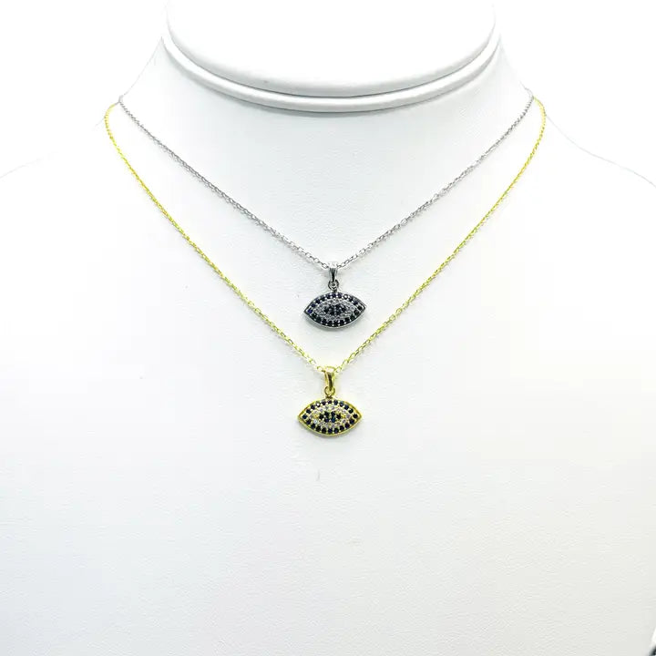 925 Sterling Silver Evil Eye Oval Necklace