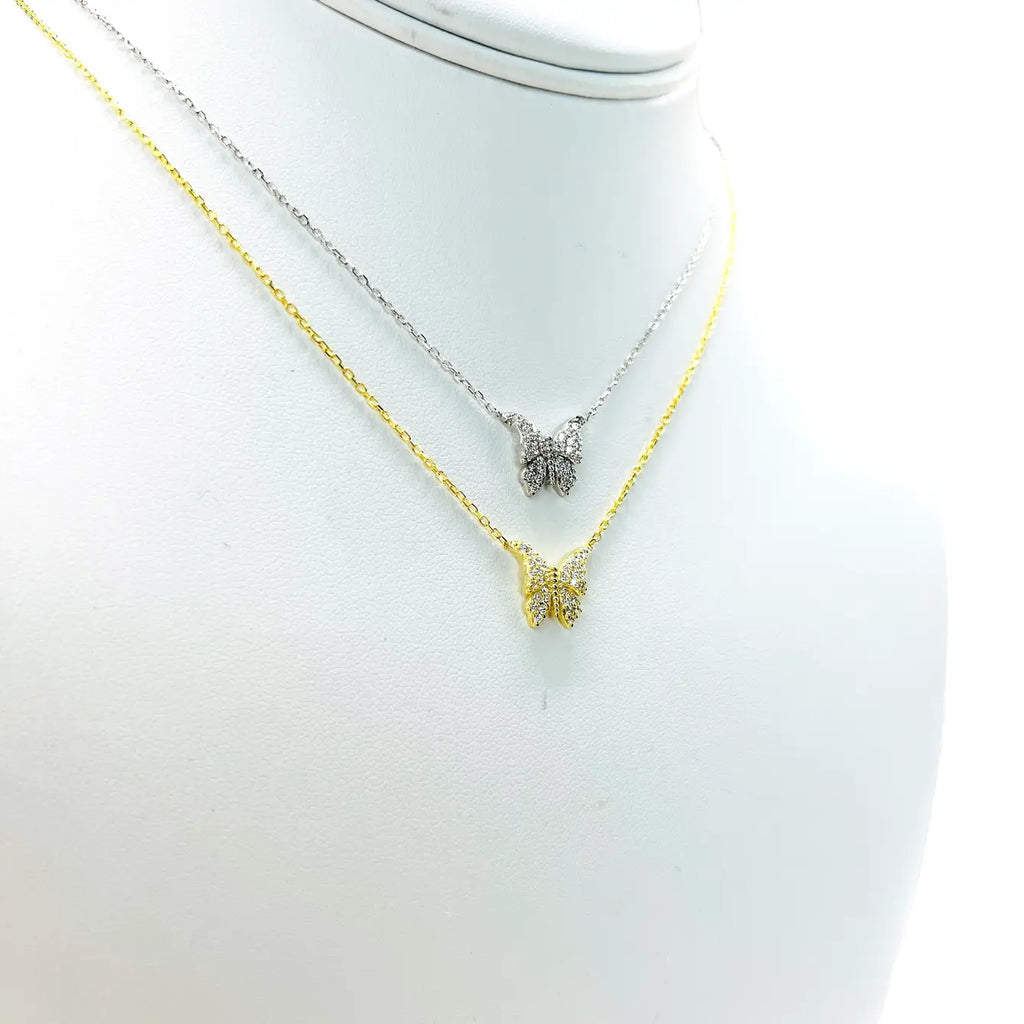 925 Sterling Silver Gold Plated Butterfly Necklace