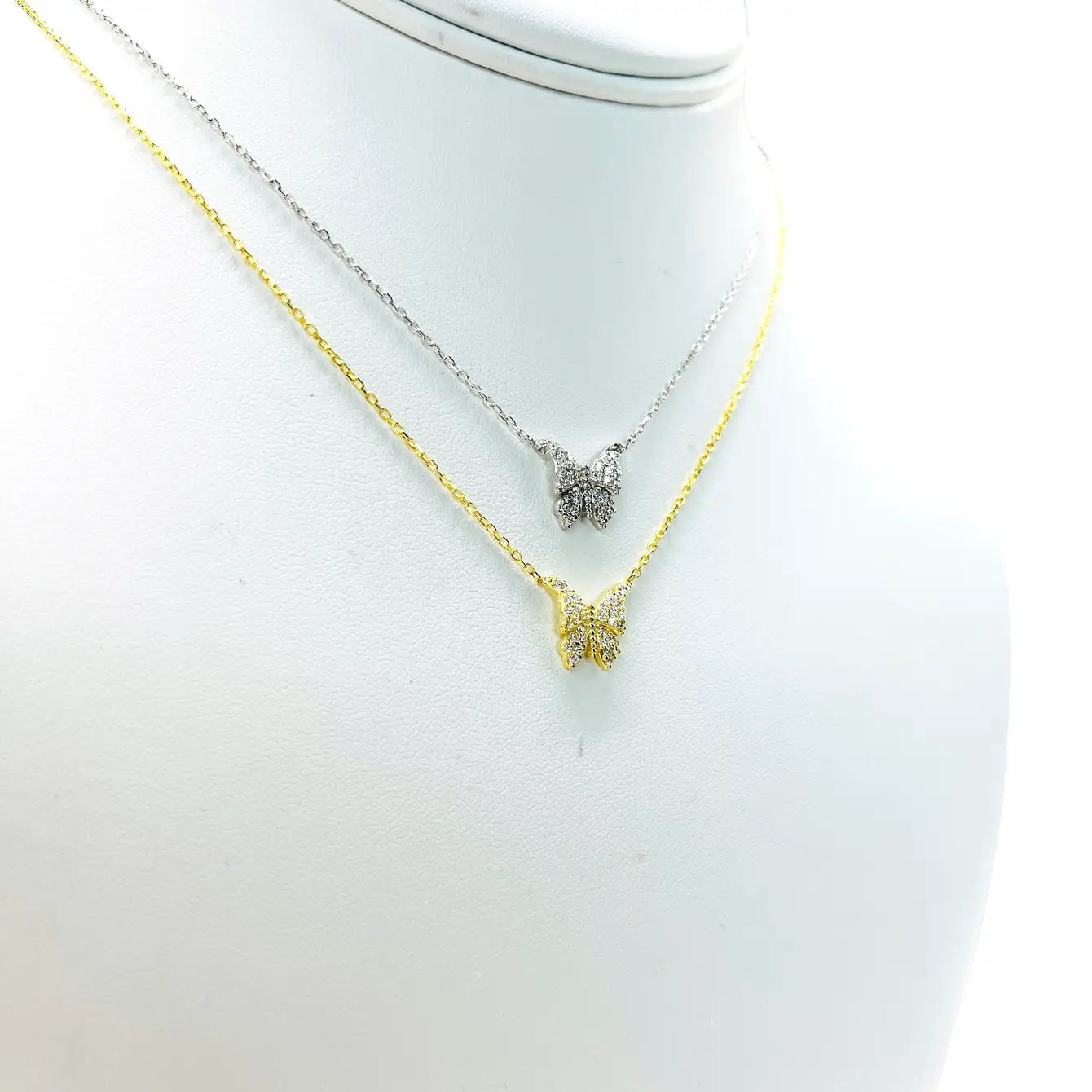 925 Sterling Silver Gold Plated Butterfly Necklace
