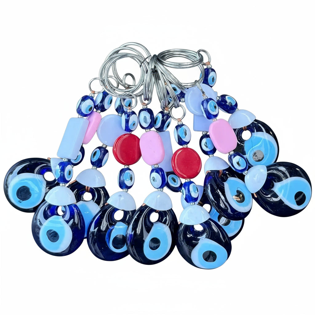 Colorful Beads Evil Eye Keychain - Handmade in Turkey