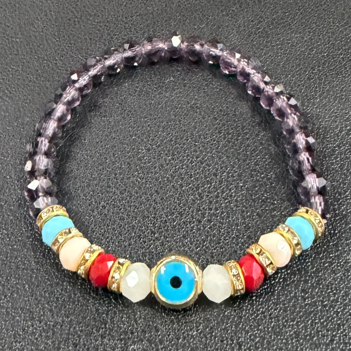 Handcrafted Evil Eye Stretch Bracelets (10-Color Set)