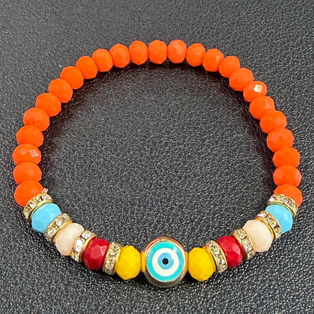 Handcrafted Evil Eye Stretch Bracelets (10-Color Set)