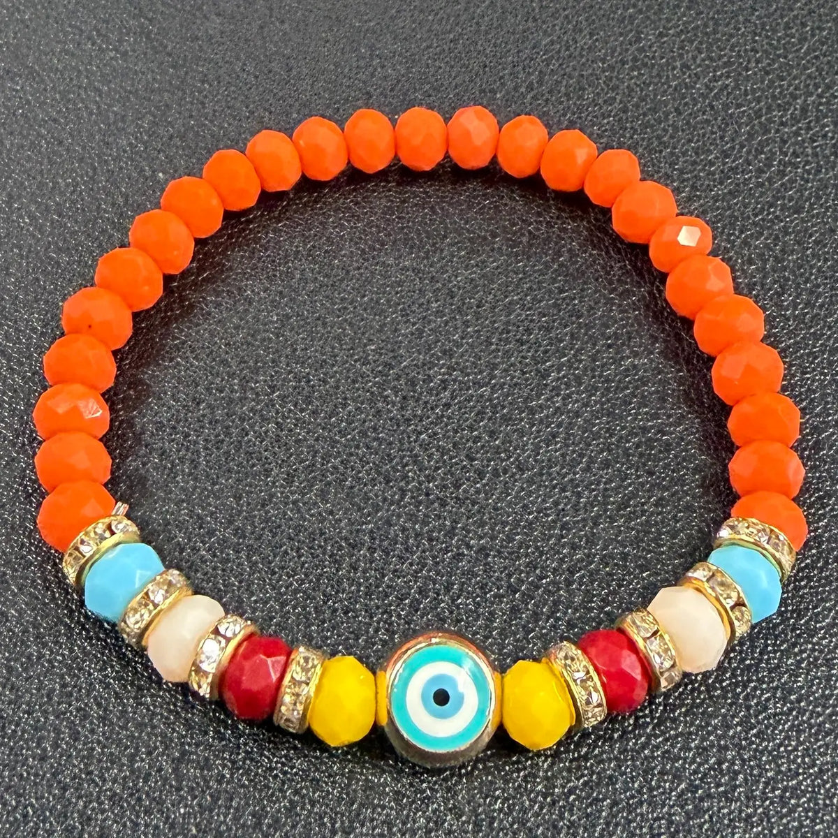 Handcrafted Evil Eye Stretch Bracelets (10-Color Set)
