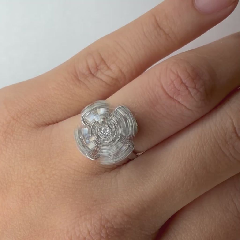 Adjustable Spinner Flower Ring for Women – Rotating Stainless Steel Fidget Ring for Anxiety Relief, Anti-Stress Decompression Jewelry Gift