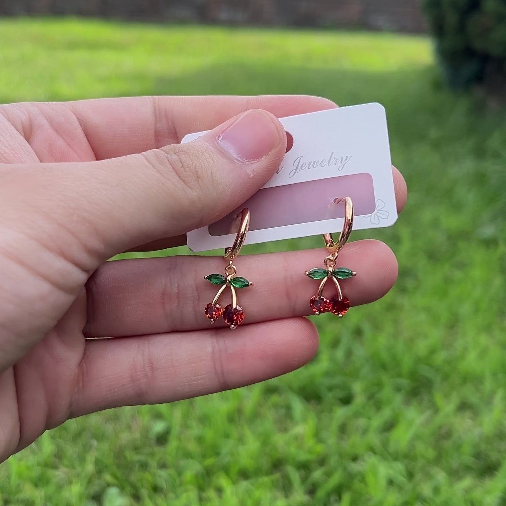 Stainless Steel | Cherry Hoop Earrings | Rose Gold Plated