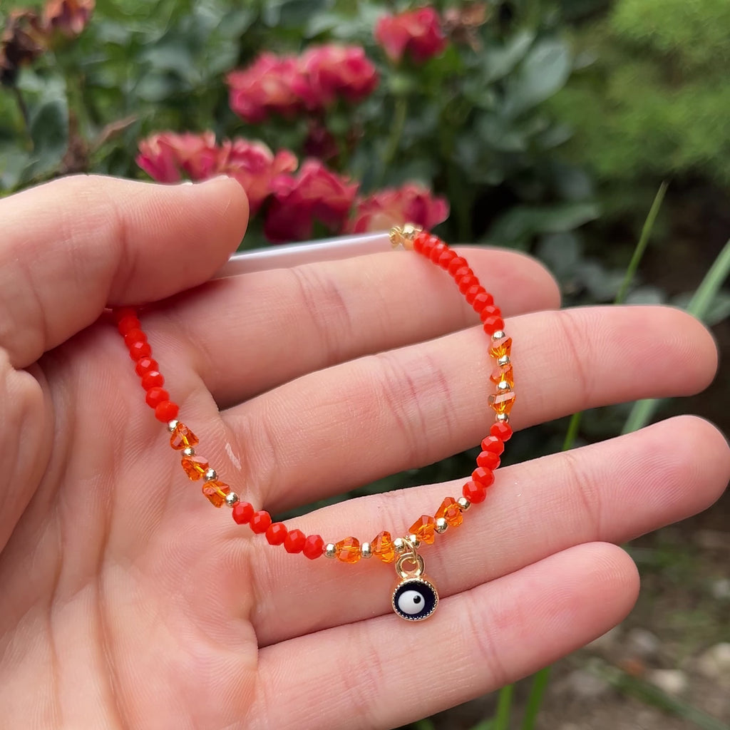 Crystal Chain Bracelet | Evil Eye Charm Gift | 8 Color Options