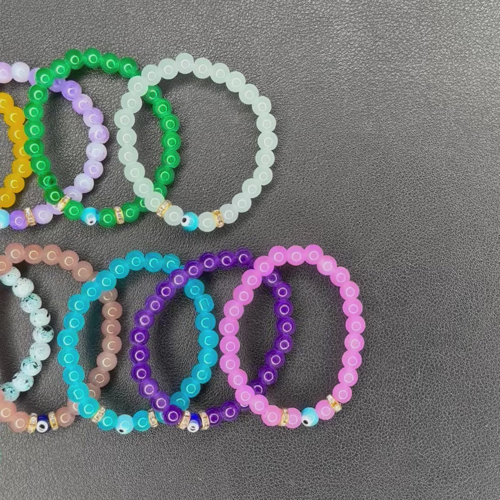 Kids Evil Eye Stretch Bracelets - Assorted Color Mix | Set of 10