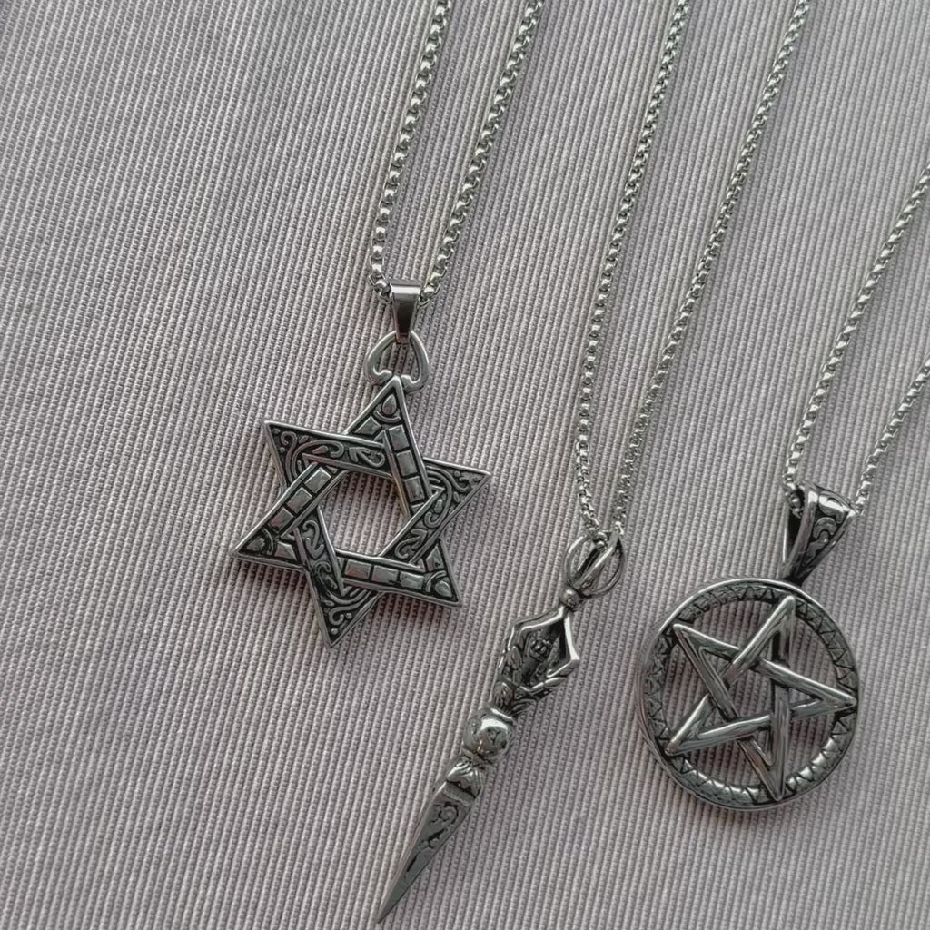 Men’s Pentagram & Symbol Necklaces – Stainless Steel (3 Styles)
