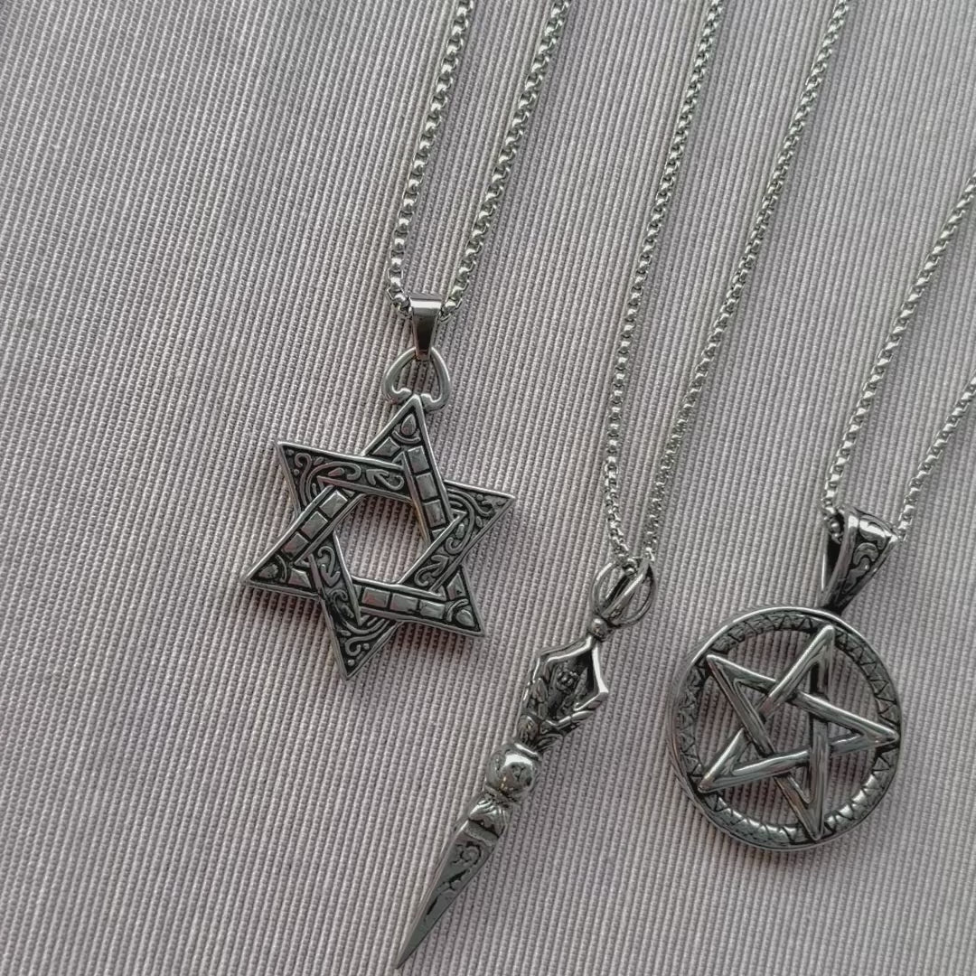 Men’s Pentagram & Symbol Necklaces – Stainless Steel (3 Styles)