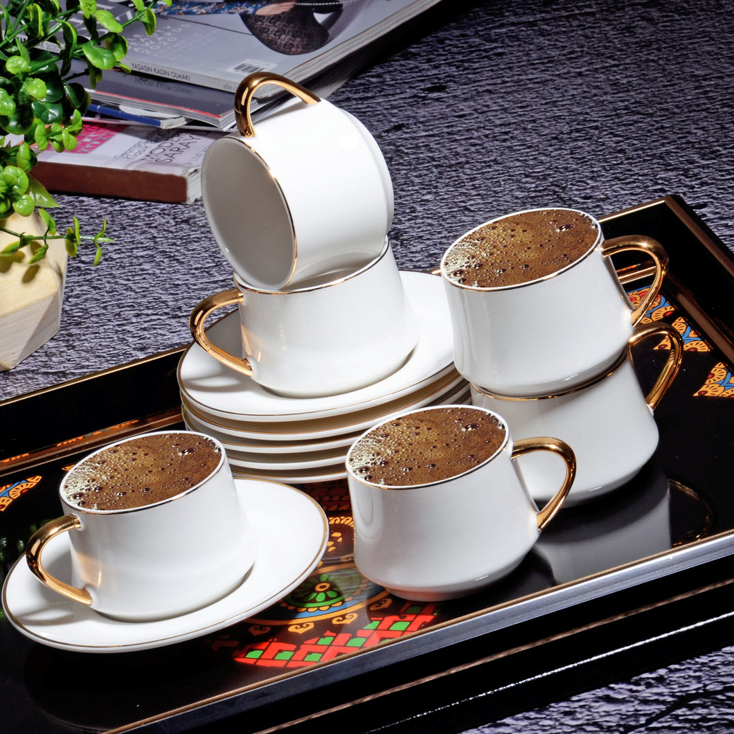 FIN-531 NEW BONE 120CC 6 PC TURKISH COFFEE  SET -  WHITE