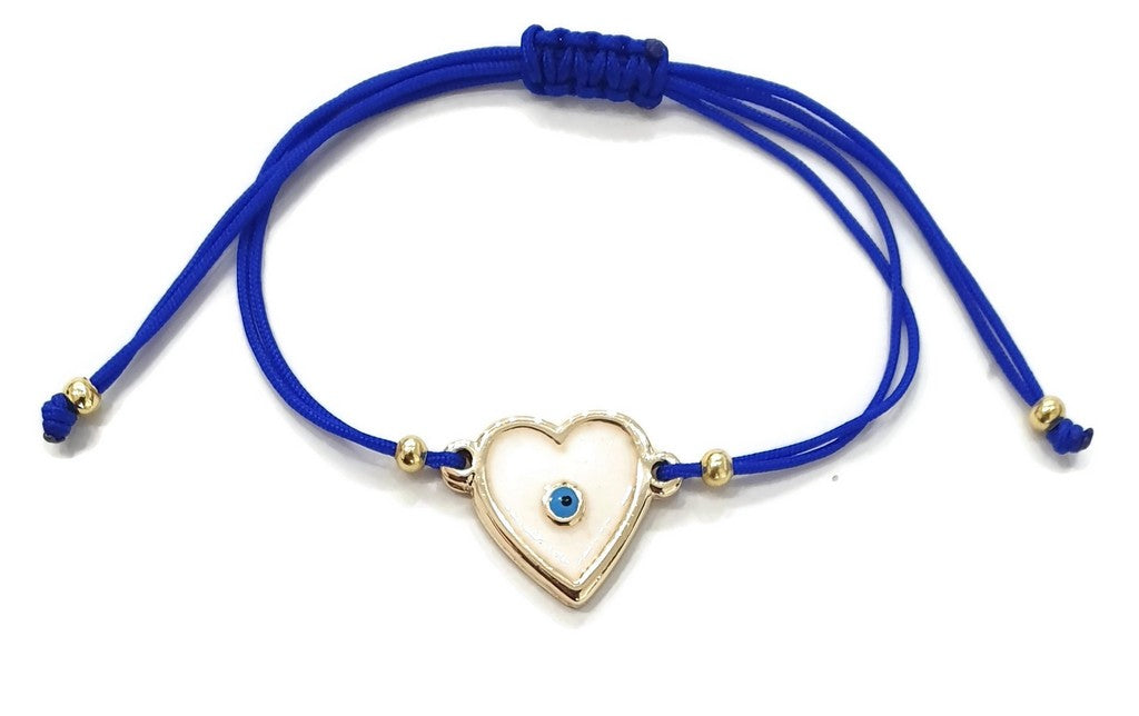 HEART EVIL EYE STRING BRACELET