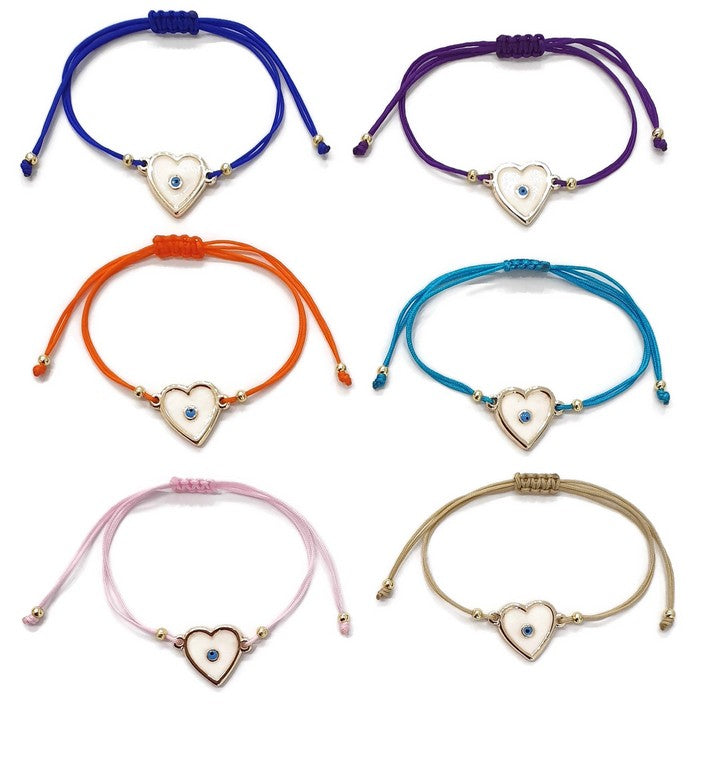 HEART EVIL EYE STRING BRACELET