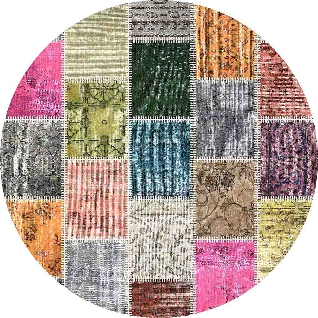 Lateks Colorful Water Resistant Washable Round Area Rug