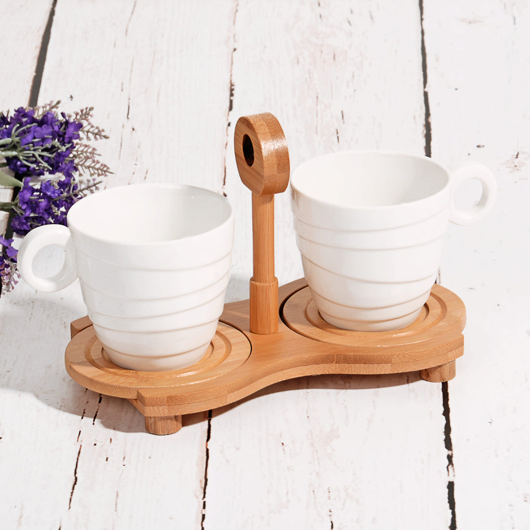 DAP-33 PORCELAIN BAMBU.2 PC MUG WITH STAND & TRAY