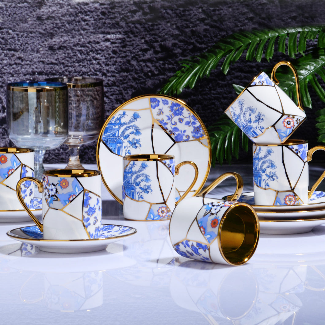 IST-108 PORCELAIN 90CC 6 PC TURKISH COFFEE  SET  - DEREK