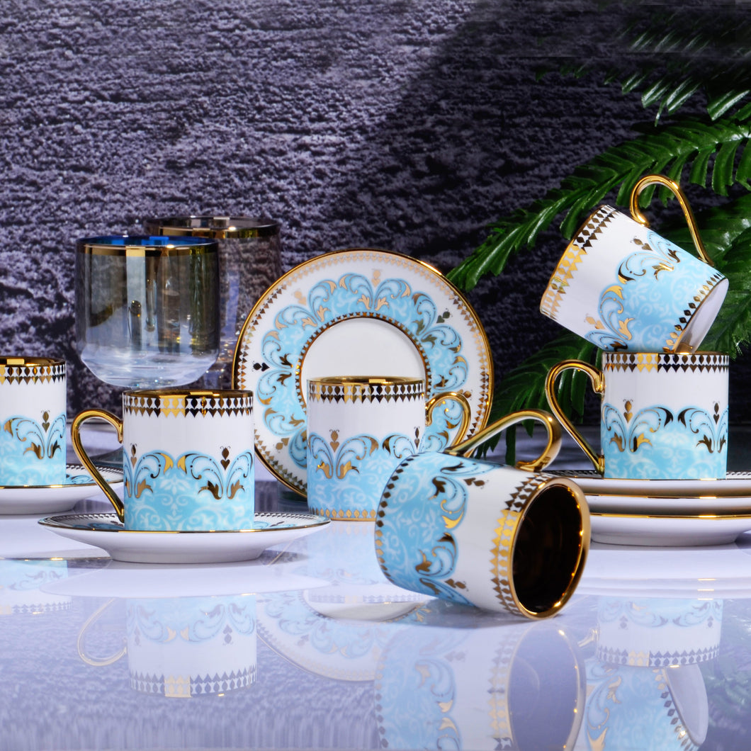 IST-109 PORCELAIN 90CC 6 PC TURKISH COFFEE  SET  - EARL