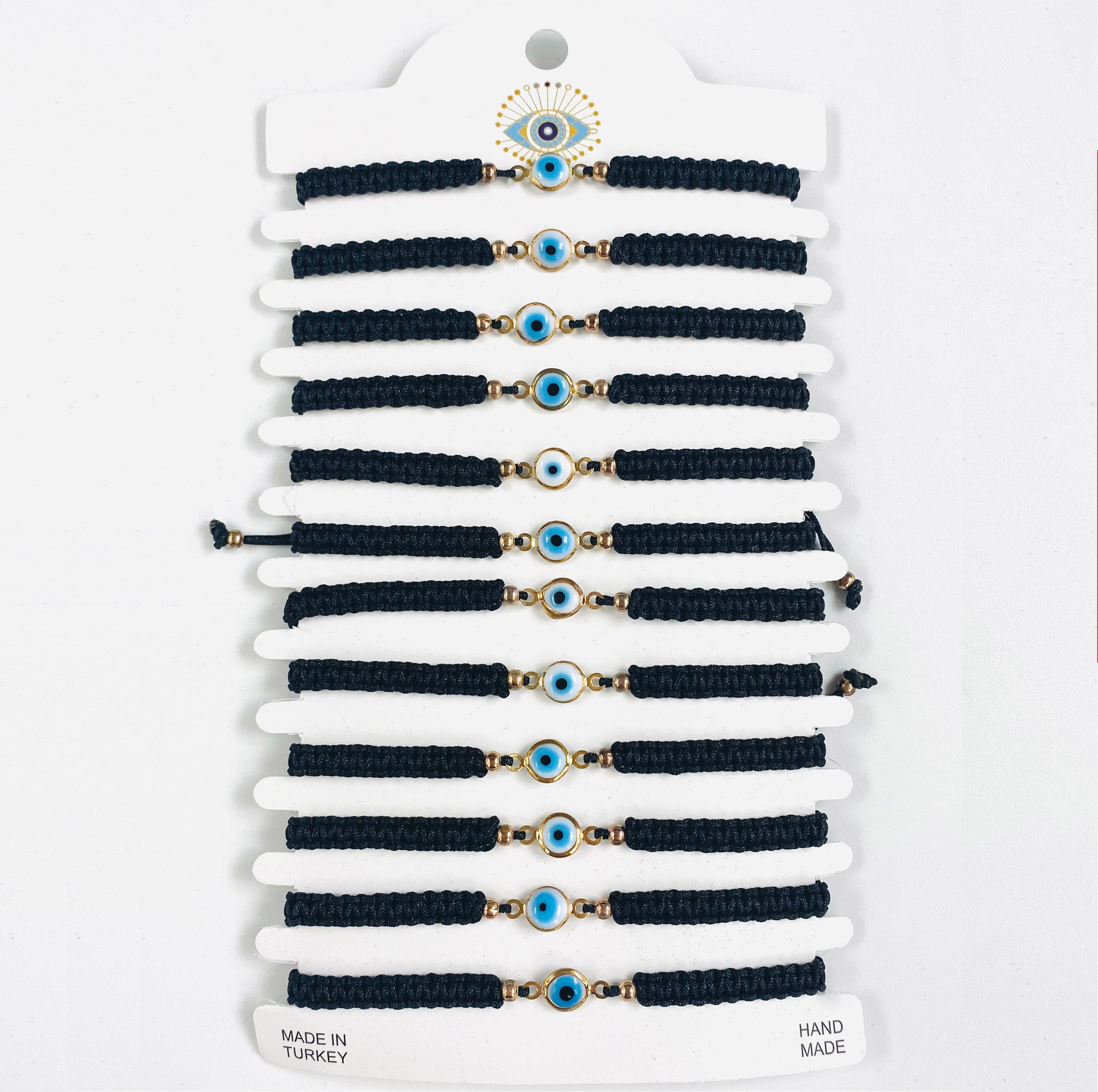 White Stone Copper Plated Evileye Rope Bracelet Set