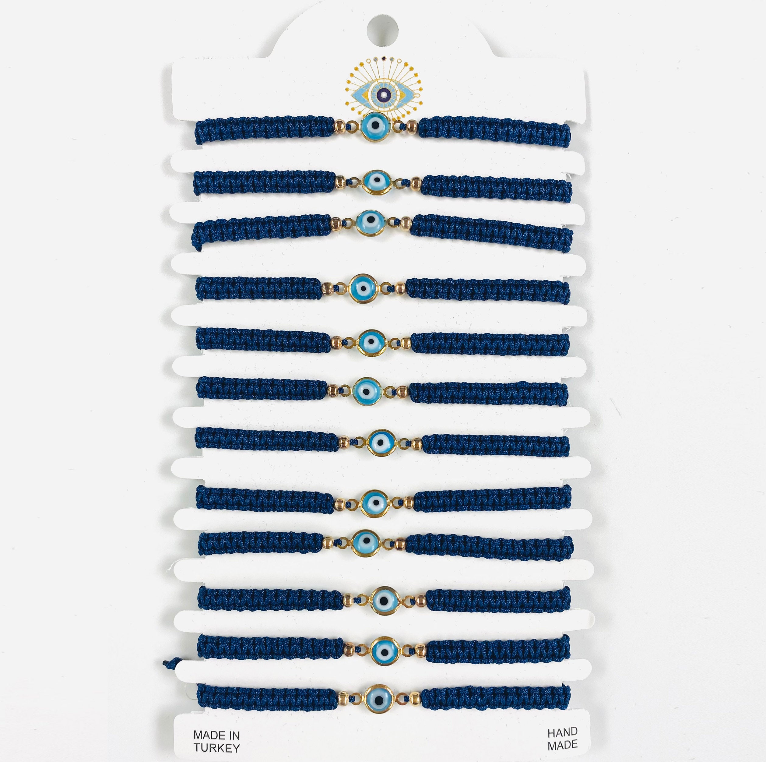 Blue Stone Copper Plated Evileye Rope Bracelet Set