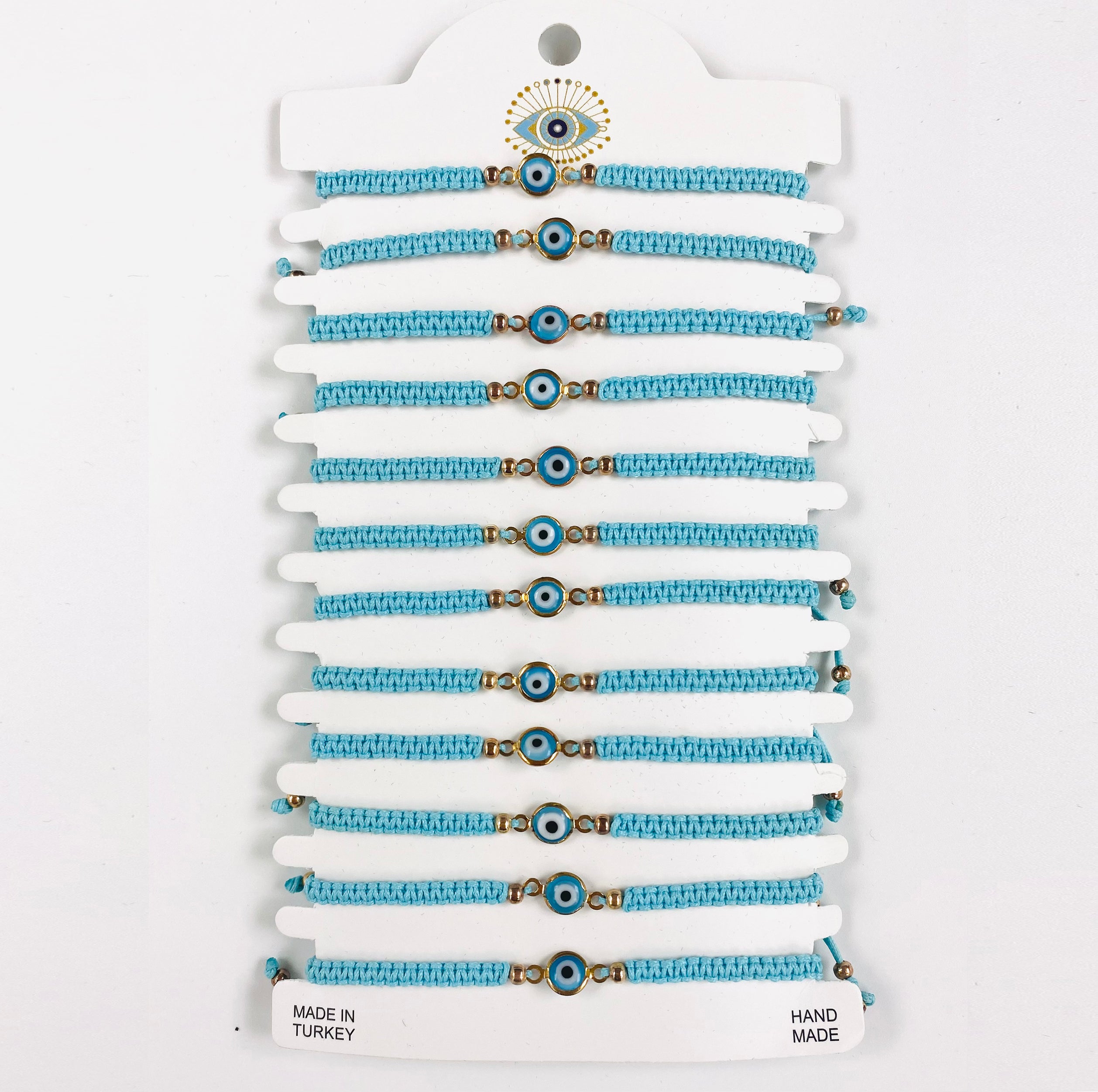 Blue Stone Copper Plated Evileye Rope Bracelet Set