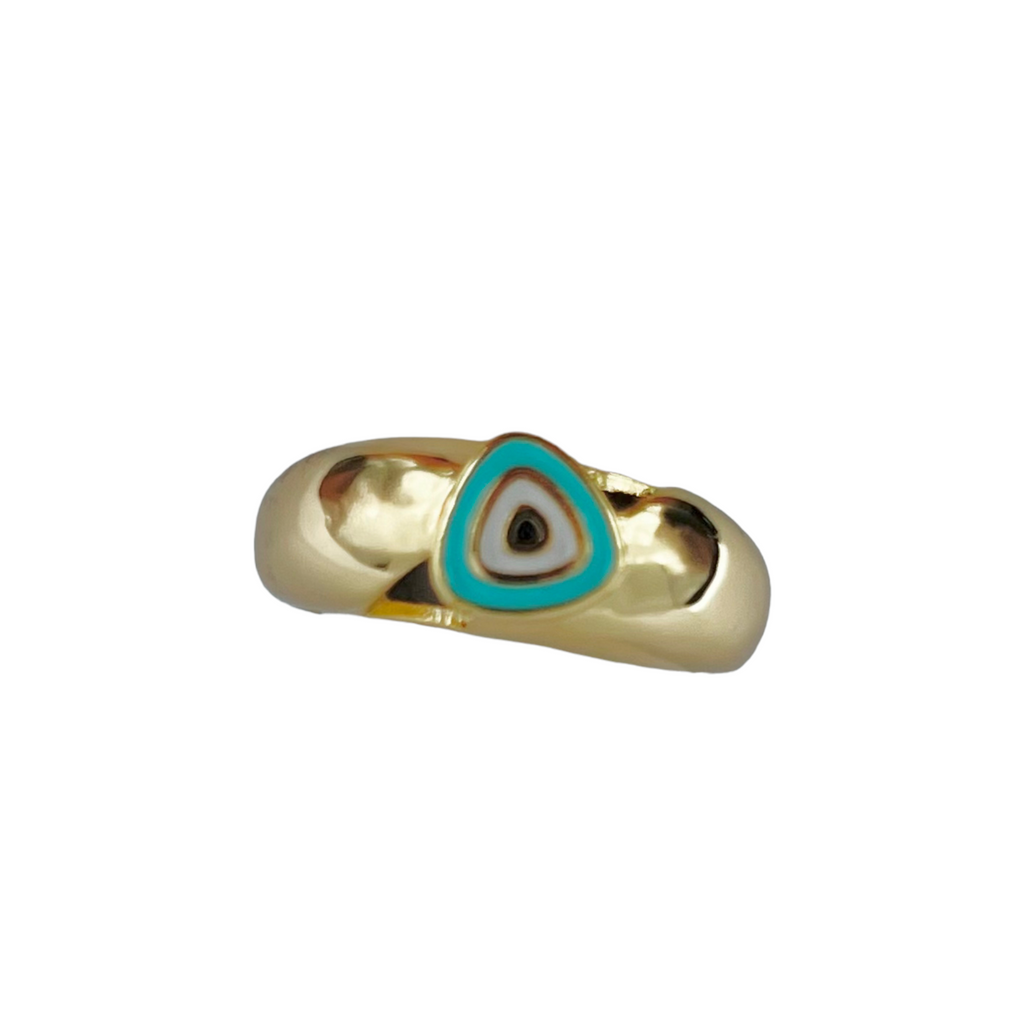 Golden Plated Stainless Steel Evileye Ring 