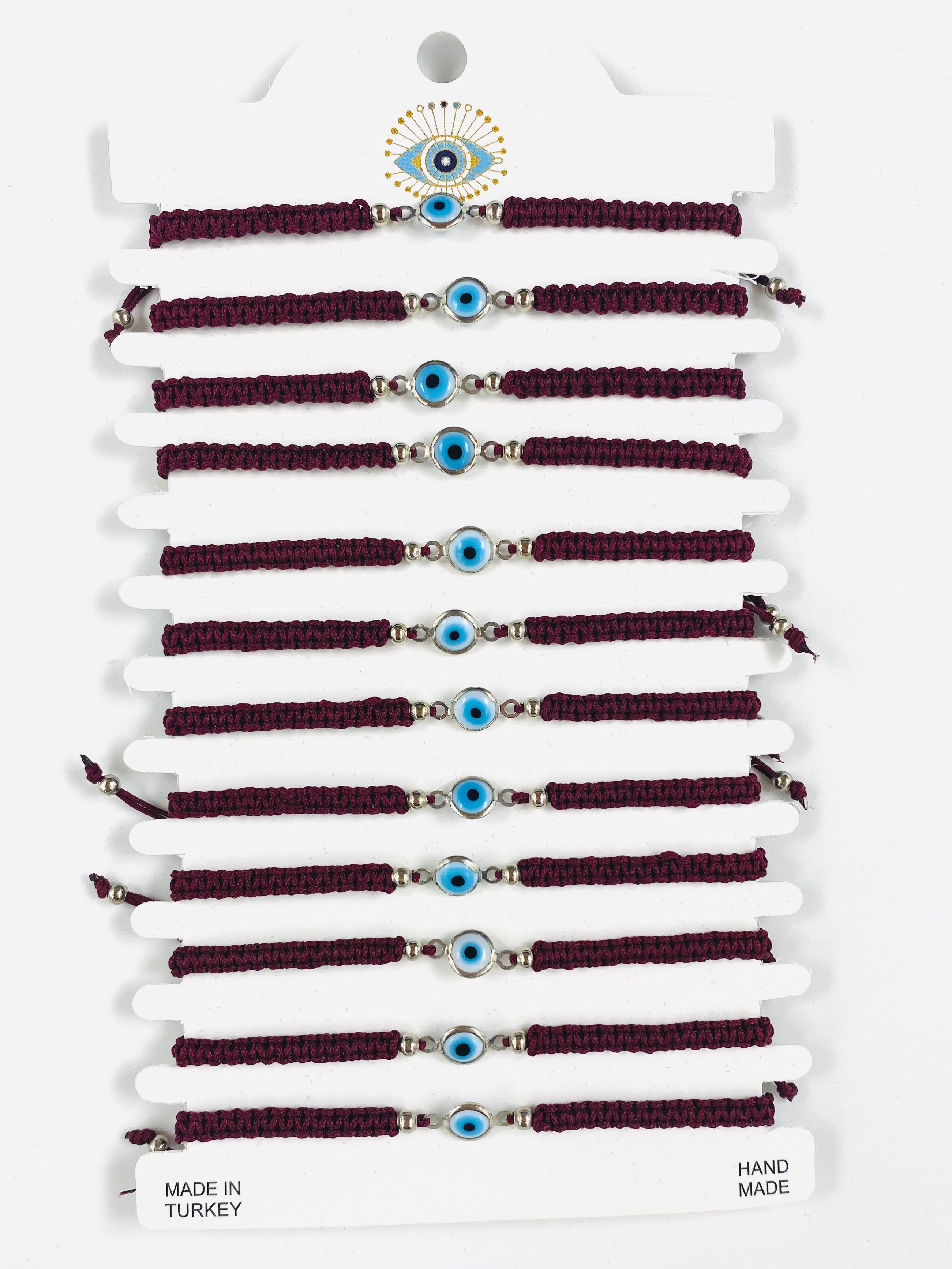 White Stone Silver Plated Evileye Rope Bracelet Set