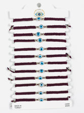 Load image into Gallery viewer, White Stone Silver Plated Evileye Rope Bracelet Set
