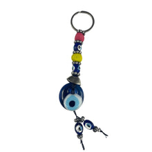 Load image into Gallery viewer, Evil Eye Keychain with Colorful Beads: Handmade Protection 
