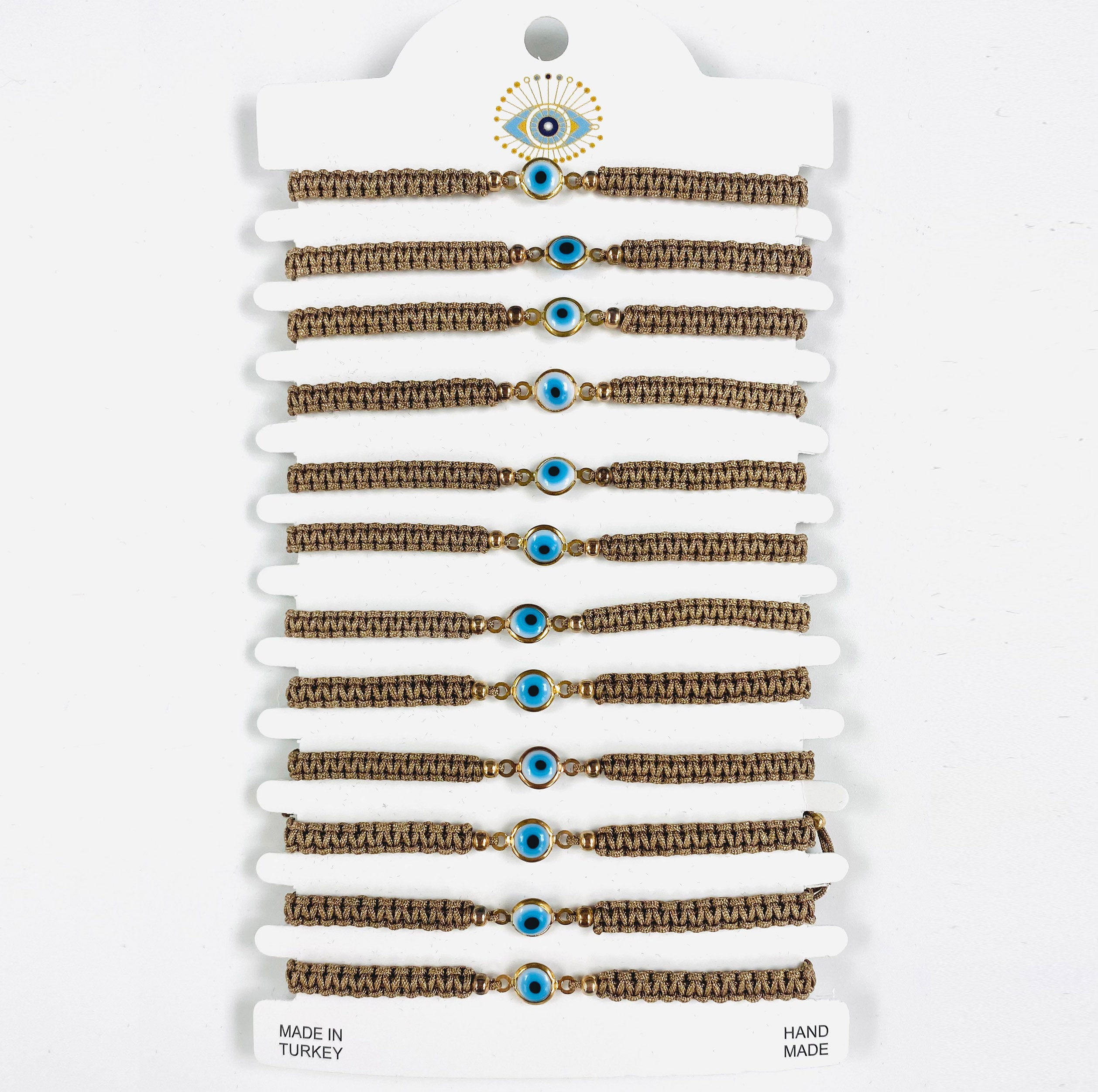 White Stone Copper Plated Evileye Rope Bracelet Set