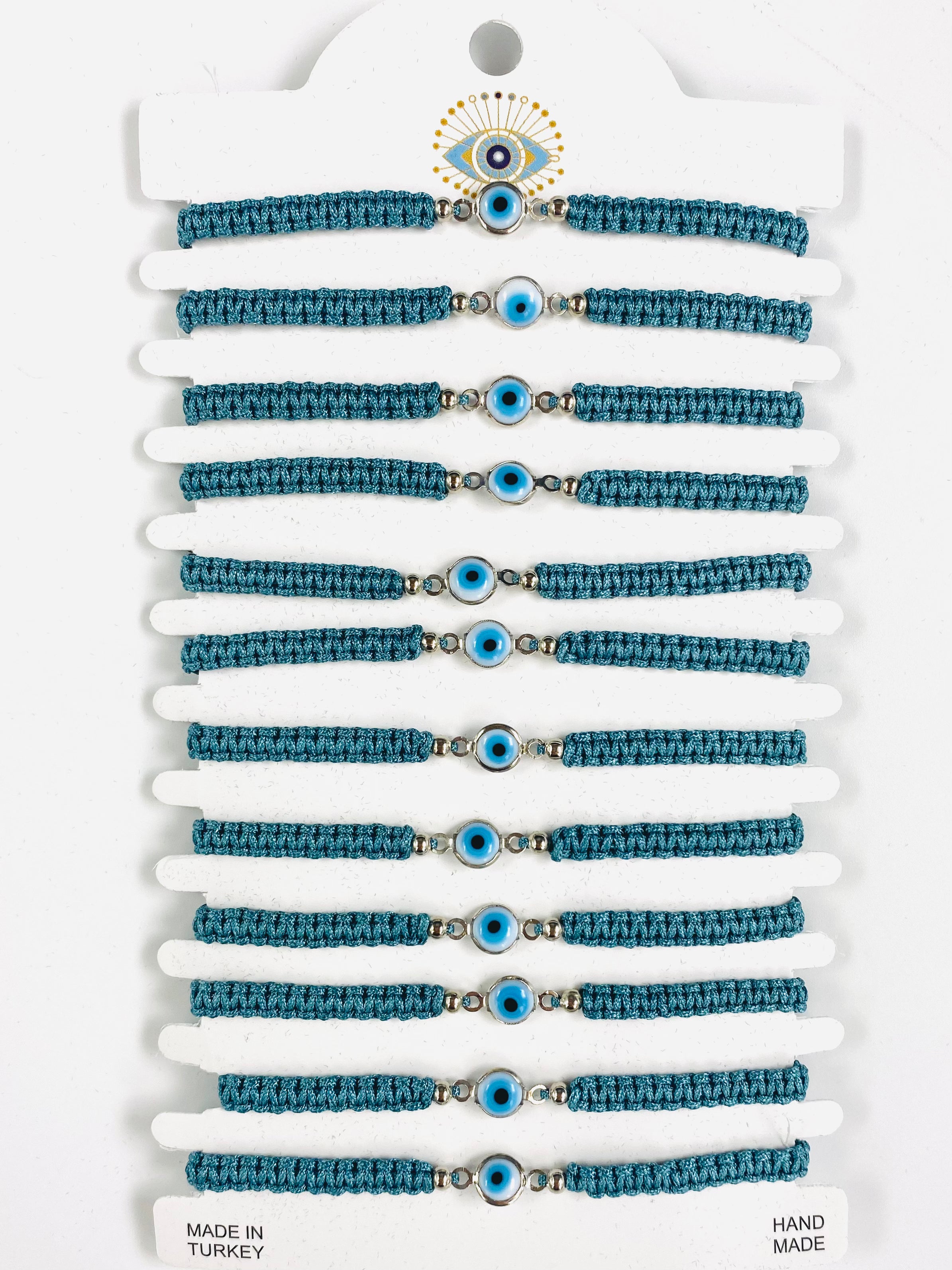White Stone Silver Plated Evileye Rope Bracelet Set