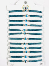 Load image into Gallery viewer, White Stone Silver Plated Evileye Rope Bracelet Set
