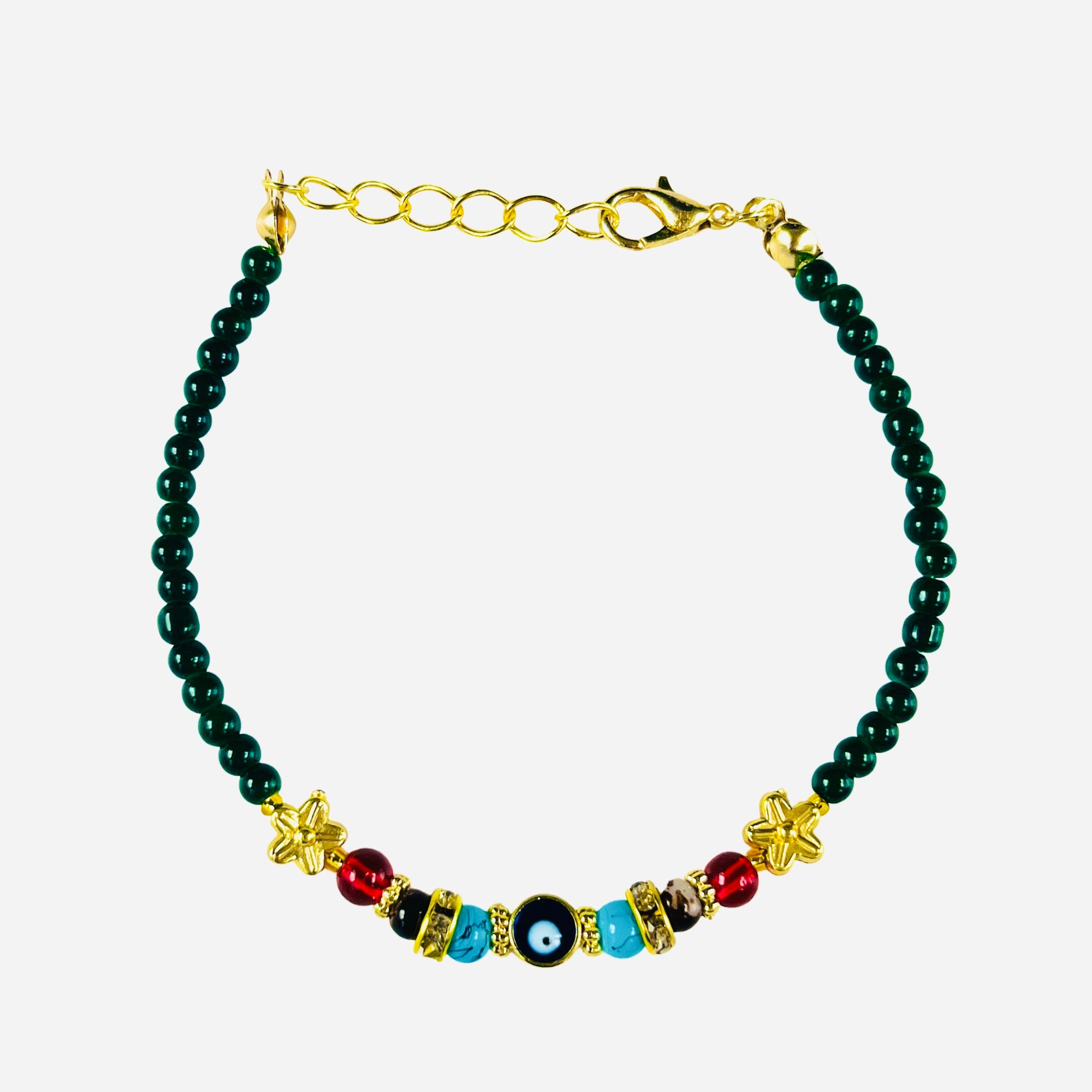 Lux Crystal Chain Evil Eye Beaded Bracelet
