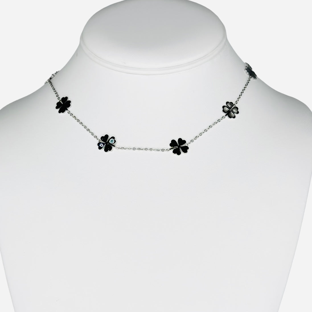 Stainless Steel Evileye Multi Clover Necklace