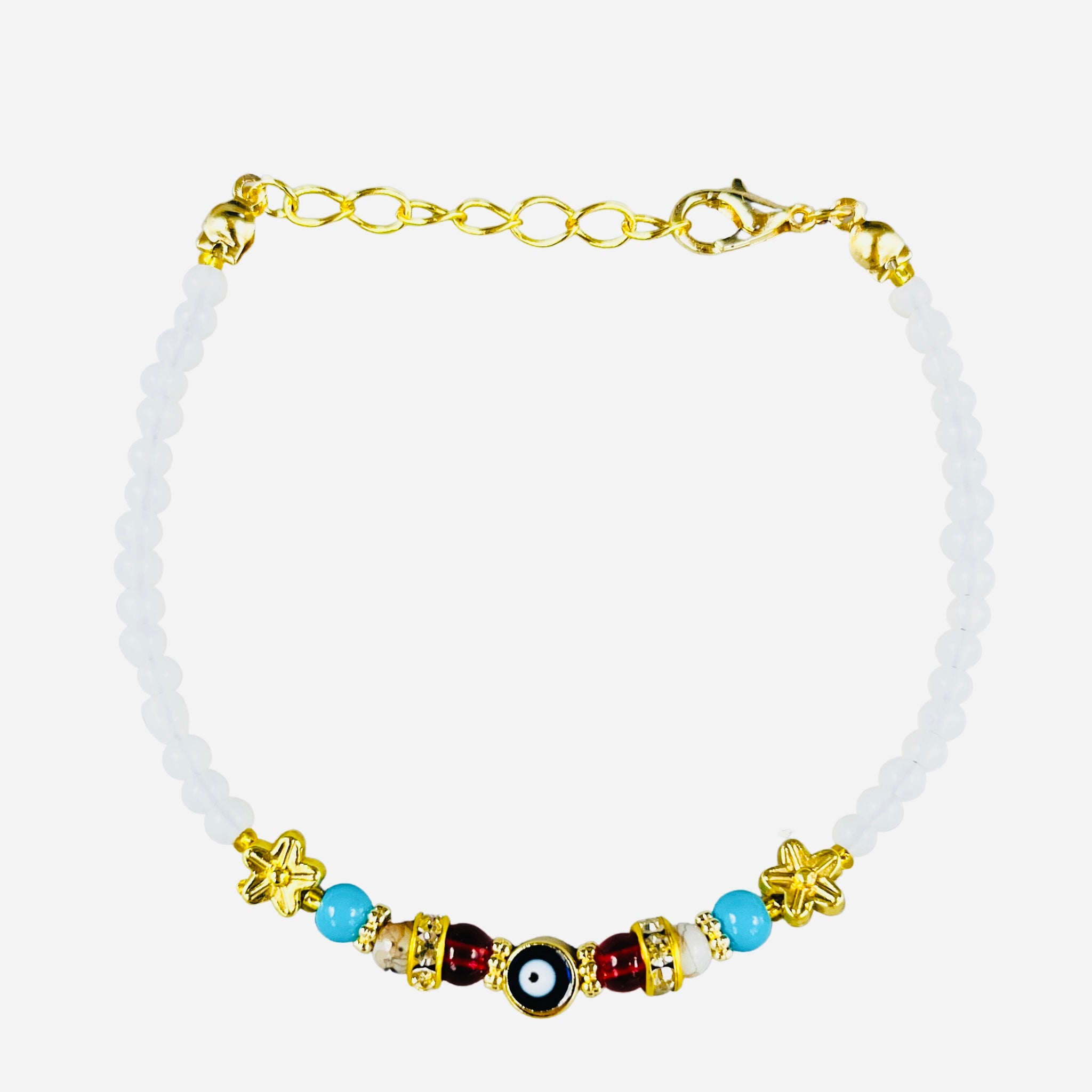 Lux Crystal Chain Evil Eye Beaded Bracelet